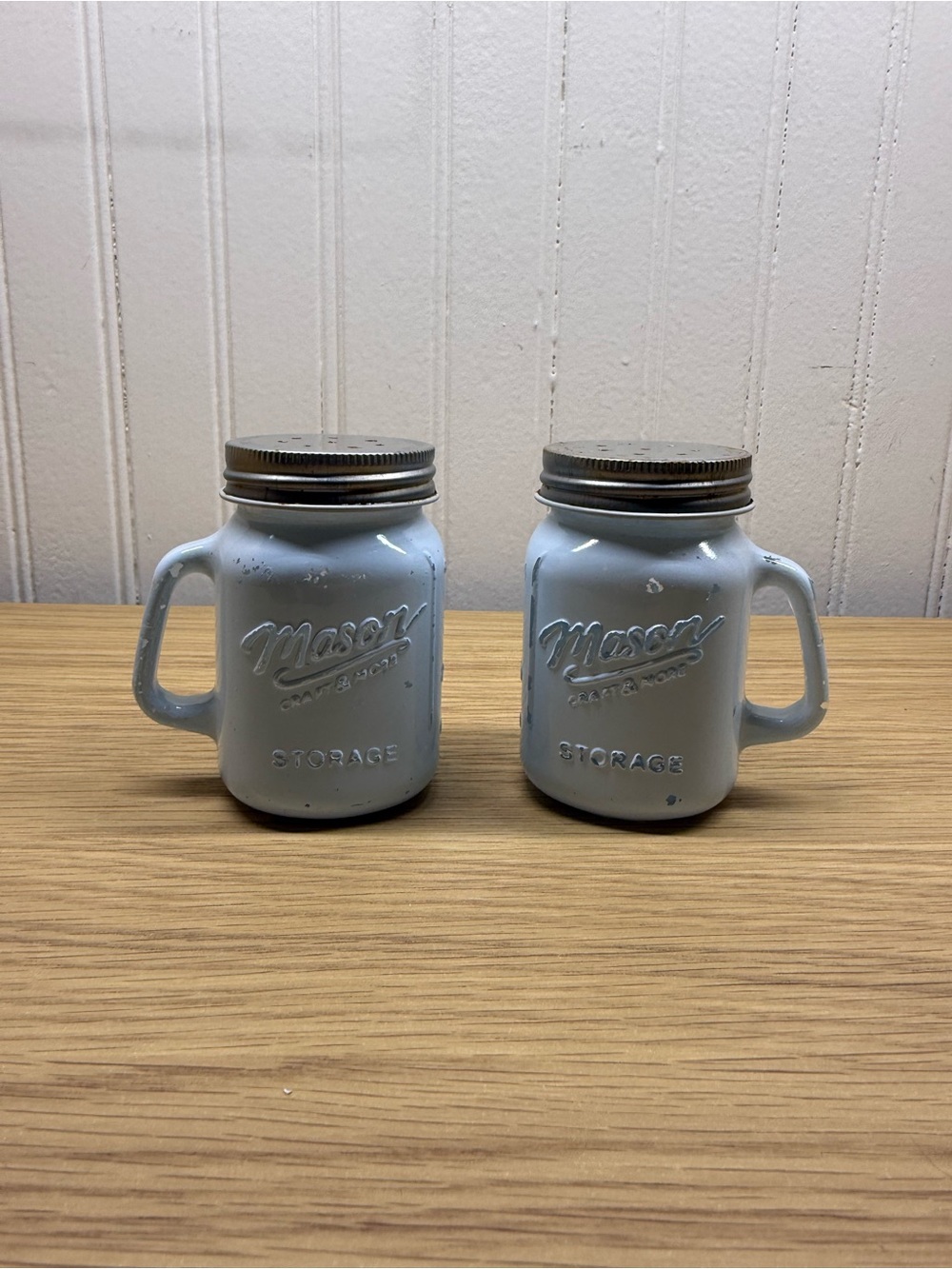 Mason White Ceramic Mason Jar Mugs with Metal Lids - Set of 2